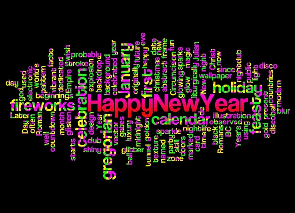 Ordet moln av gott nytt år och dess besläktade ord. — Stockfoto