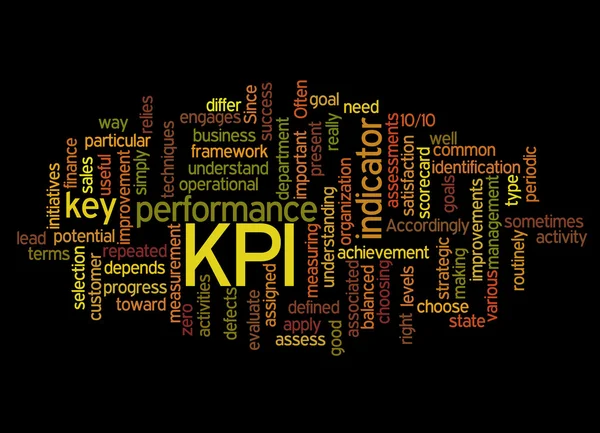 Nube de palabras del indicador clave de rendimiento (kpi) y su correspondiente wo — Foto de Stock