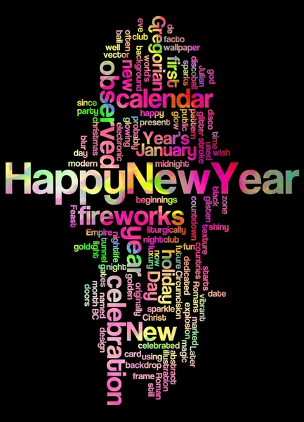 Word cloud of happy new year and its related words
