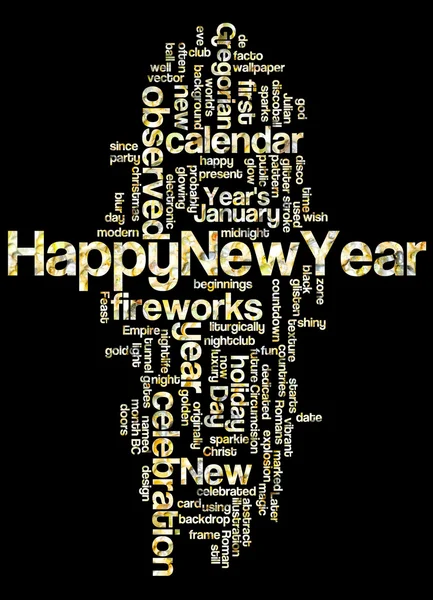 Word cloud of happy new year and its related words