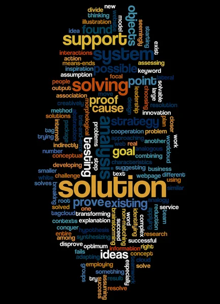 Nuage de mots de la solution et ses mots connexes — Photo