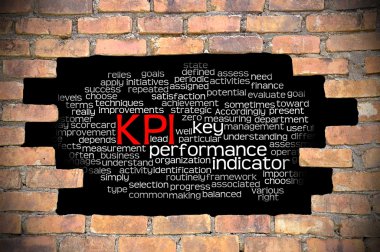 KPI kelime bulutu içinde tuğla duvar Hole'da