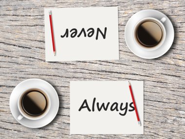 İş kavramı: Karşılaştırma arasında her zaman ve asla