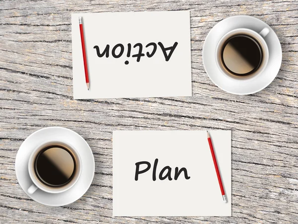 Business Concept : Comparison between plan and action — Stock Photo, Image