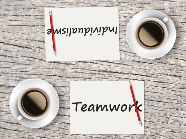 Business Concept : Comparison between teamwork and individualism — Stock Photo, Image