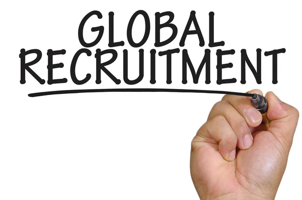Hand writing global recruitment — Stock Photo, Image