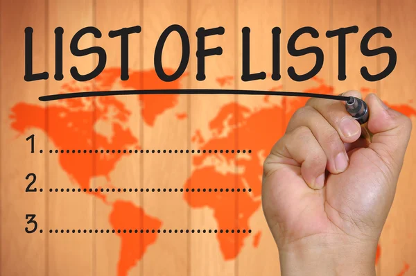 Hand writing list of lists — Stock Photo, Image