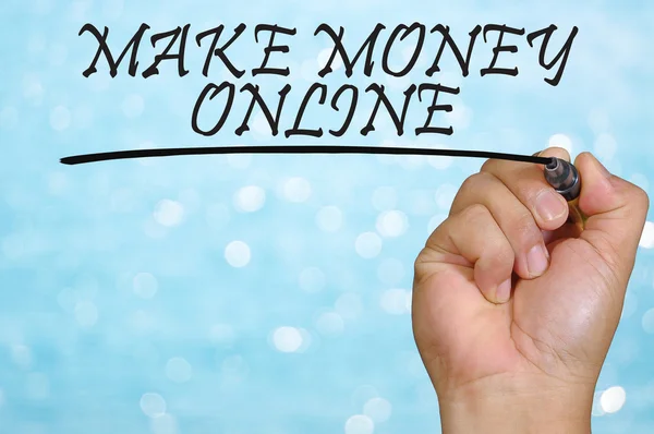 Bokeh Hintergrund und Handschrift verdienen online Geld — Stockfoto