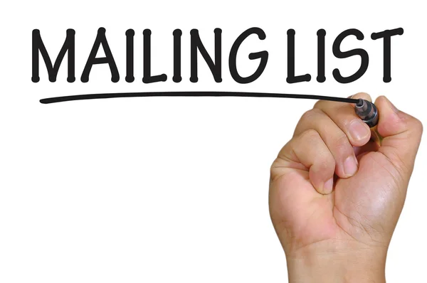 Hand writing mailing list — Stock Photo, Image