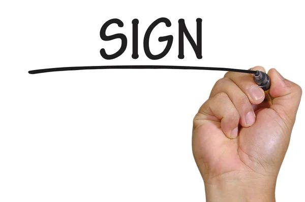 Hand writing sign — Stock Photo, Image
