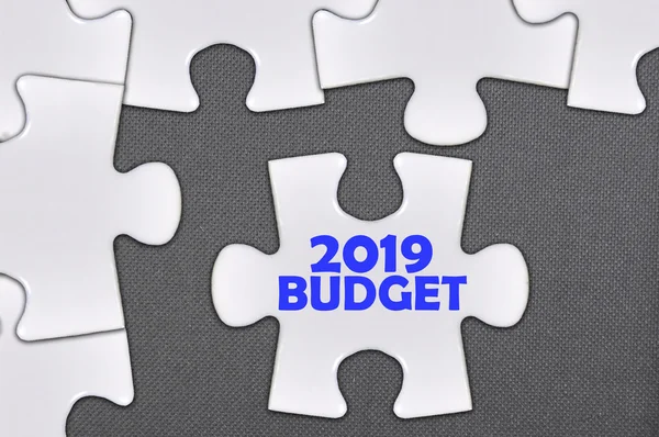 Jigsaw puzzle written word 2019 budget — Stock Photo, Image