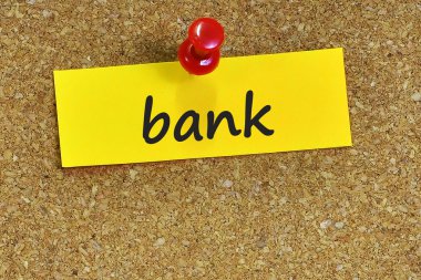 Banka kelime ile mantar arka plan notları kağıt üzerinde