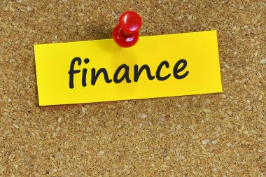 Finans kelime ile mantar arka plan notları kağıt üzerinde