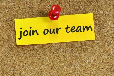 bizim takım kelime ile mantar arka plan notları kağıt üzerinde katılmak