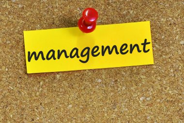 Yönetim kelime ile mantar arka plan notları kağıt üzerinde