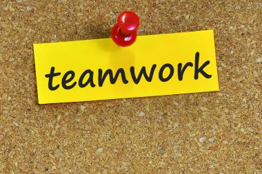 ekip çalışması kelime ile mantar arka plan notları kağıt üzerinde