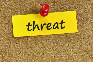 tehdit kelime ile mantar arka plan notları kağıt üzerinde