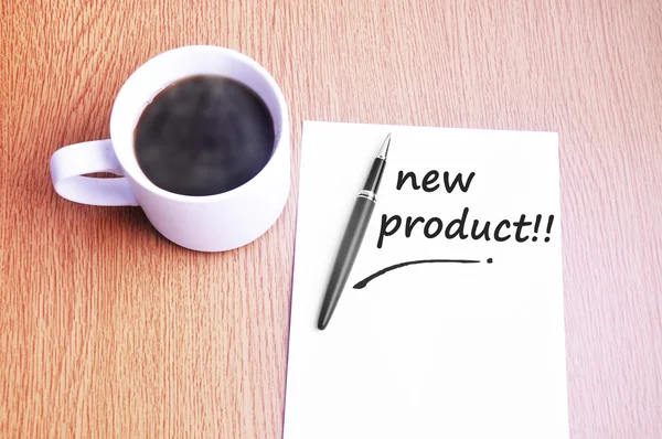 Kávé, a toll és a jegyzeteket írni az új termék — Stock Fotó
