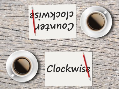 İş kavramı: Saat yönünde ve sayaç cloc karşılaştırma