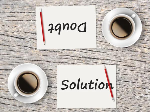 Business Concept : Comparison between solution and doubt — Stock Photo, Image