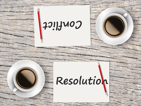 Business Concept : Comparison between resolution and conflict — Stock Photo, Image