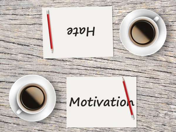 Business Concept : Comparison between motivation and hate — Stock Photo, Image