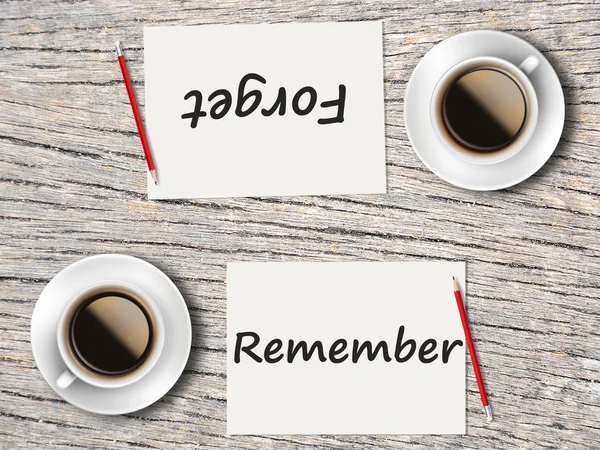 Επιχειρηματική ιδέα: Σύγκριση μεταξύ ξεχάσετε και να θυμάστε — Φωτογραφία Αρχείου