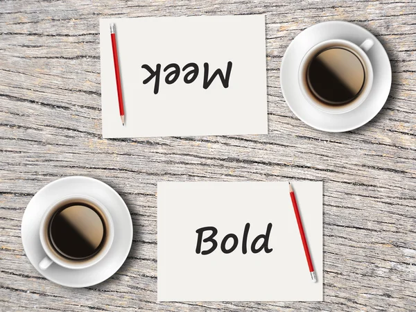 Business Concept : Comparison between bold and meek — Stock Photo, Image