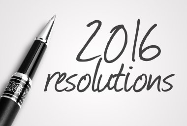 pen writes 2016 resolutions on paper clipart