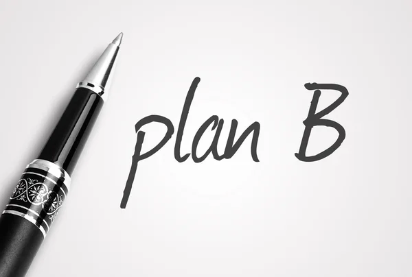 Stift schreibt Plan b auf Papier — Stockfoto