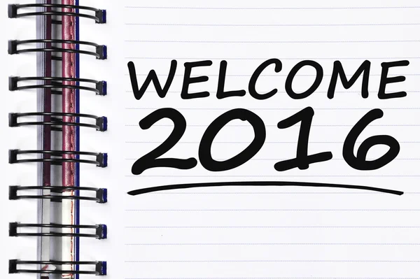 Welcome 2016 words on spring note book — Stock Photo, Image