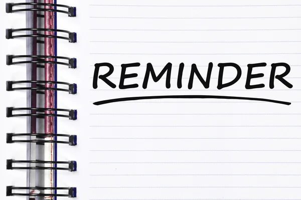 Reminder words on spring note book — Stock Photo, Image