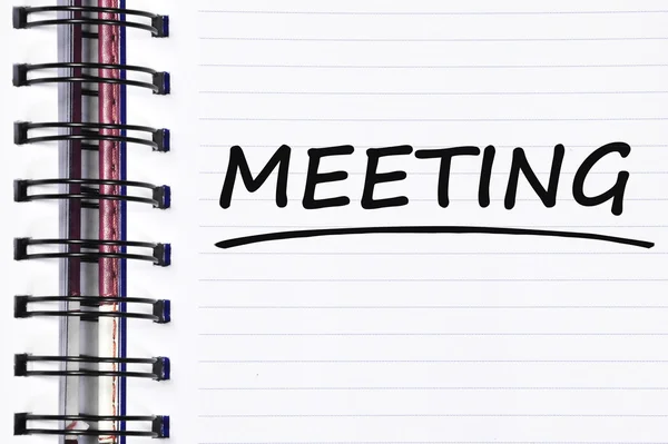 Meeting words on spring note book — Stock Photo, Image