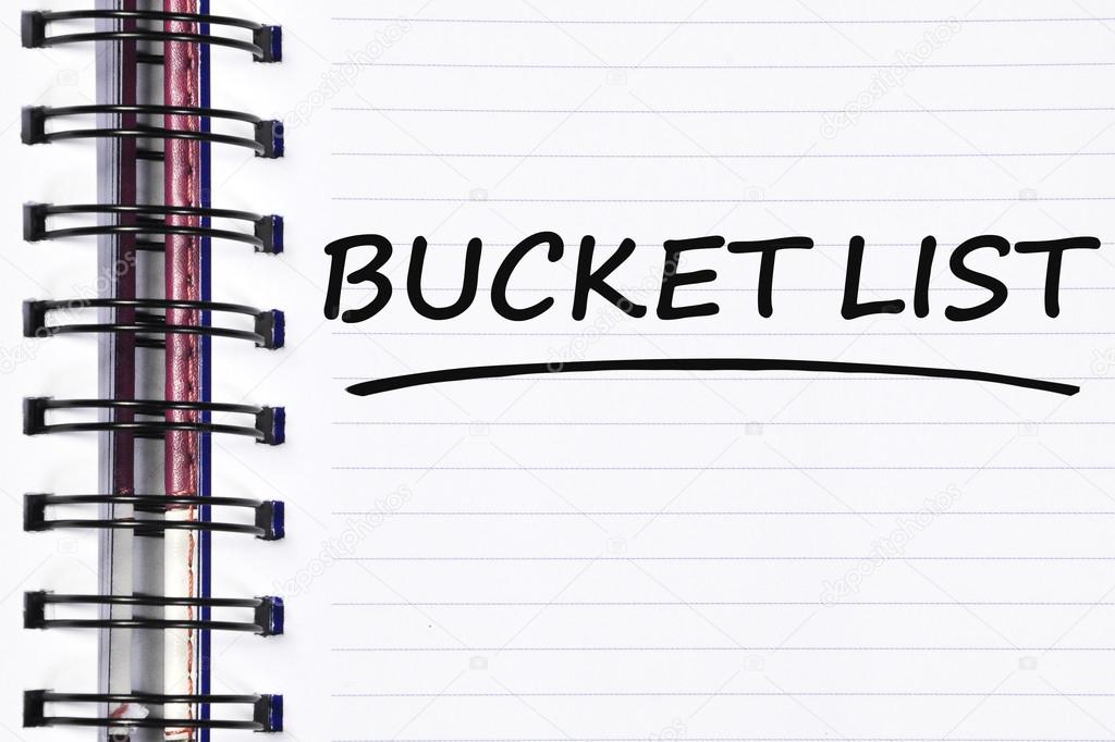 bucket list words on spring note book