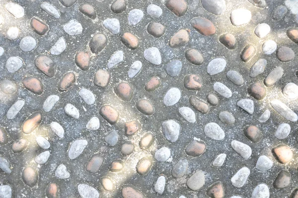 Piedra de guijarro en el pavimento para el camino de reflexología del pie —  Fotos de Stock