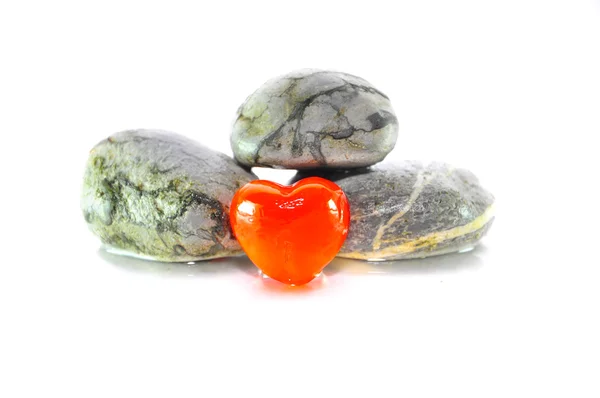 Zen And Spa Stone With Heart Marble Over White Background — Stock Photo, Image