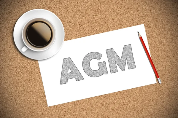 コーヒーと鉛筆が紙に Agm をスケッチします。 — ストック写真