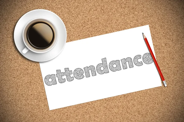 Coffee and pencil sketch attendance on paper — Stock Photo, Image