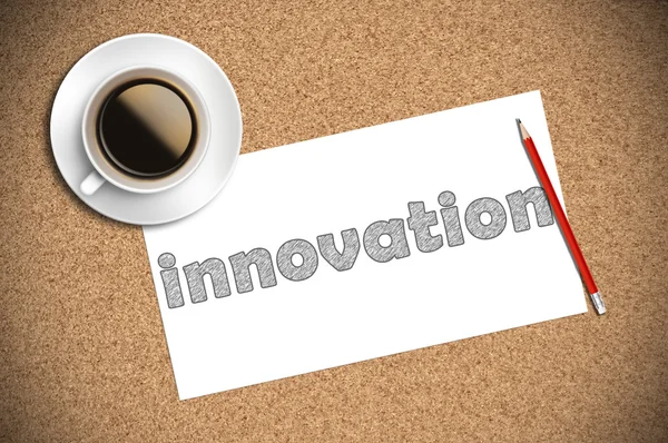 Kávé, ceruza vázlatot innováció papíron — Stock Fotó