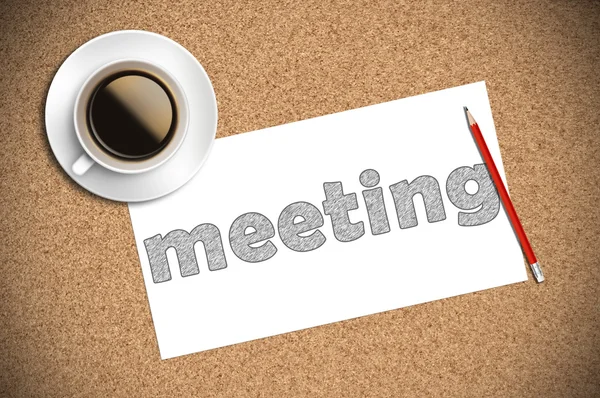 Café e lápis reunião esboço no papel — Fotografia de Stock