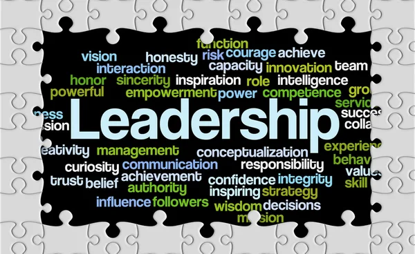Parçalı bulmaca ortaya wordcloud liderlik ve onun ilgili çalışma