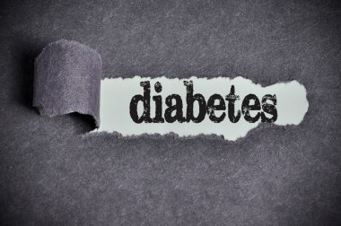 yırtık siyah şeker kağıt altında diyabet sözcüğü