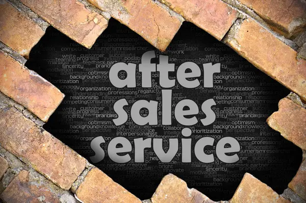 Hole in the brick wall with word after sales service — Stock Photo, Image