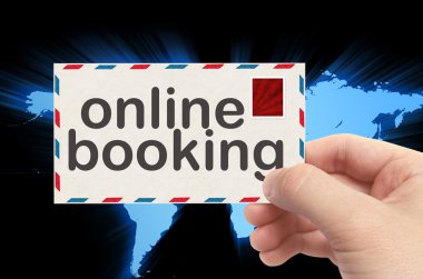 zarf ile online rezervasyon word ve dünya backgro tutan el