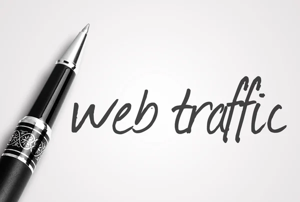 Penna scrive traffico web su carta bianca — Foto Stock