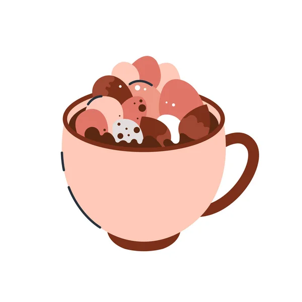 Koffie Met Marshmallows Gezellig Winterdrankje Vectorillustratie — Stockvector