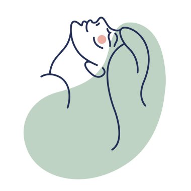 Doğrusal tarzda çağdaş bir kızın portresi. Vektör illüstrasyonu.