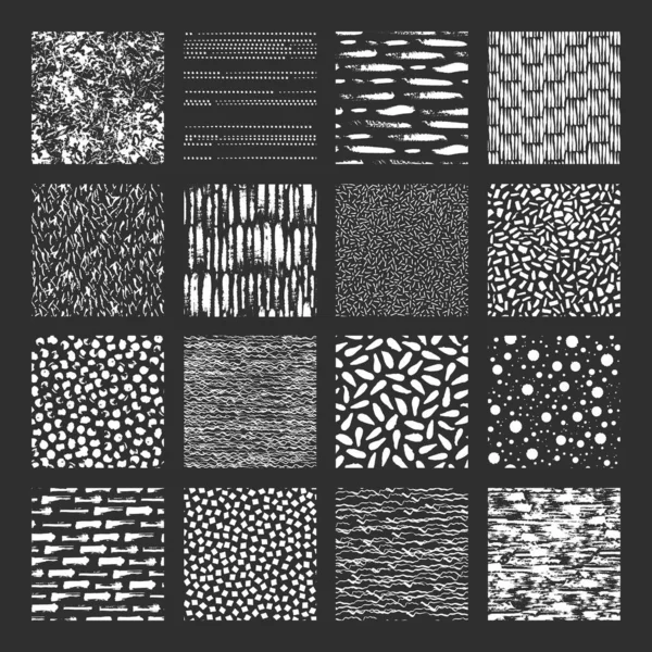 Set Texturas Sin Costuras Gotas Puntos Líneas Rayas Círculos Cuadrados — Archivo Imágenes Vectoriales