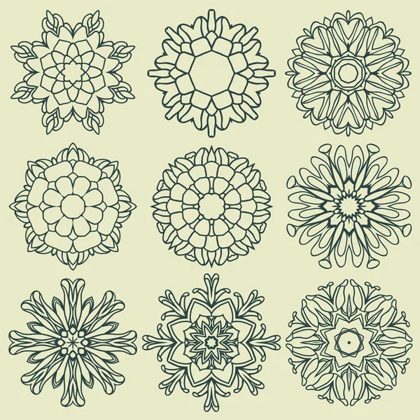 Conjunto de ornamento redondo — Vector de stock