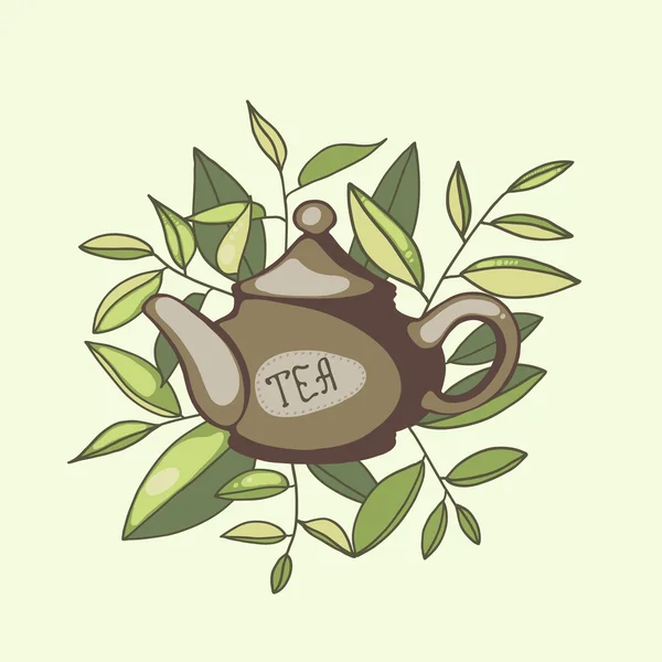 Τσαγιέρα. Πράσινο τσάι — Διανυσματικό Αρχείο